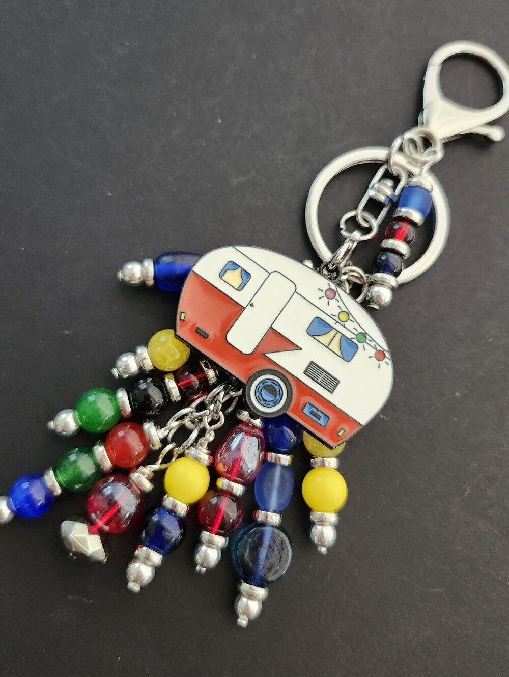 Colorful RV Purse Charm Agate Glass Handcrafted